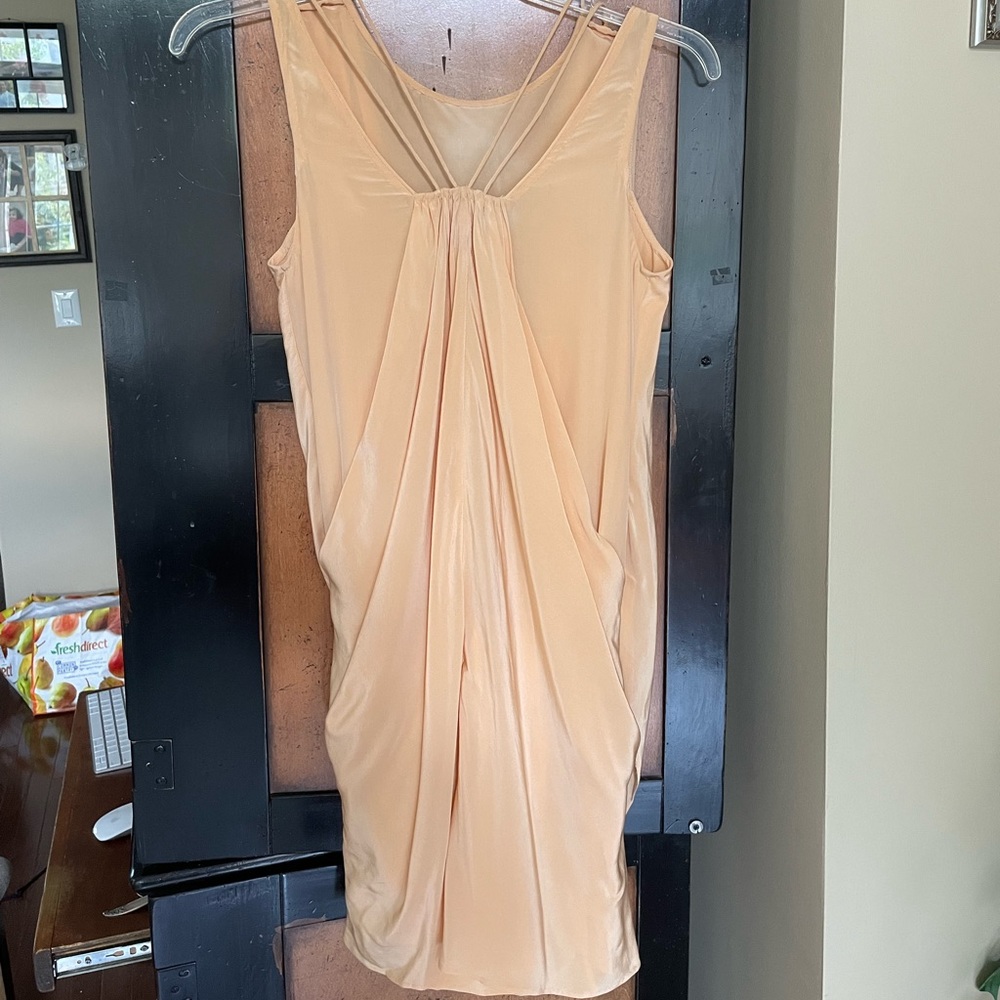 Tony Cohen Peach Silk Sleeveless Draped Dress sz 4